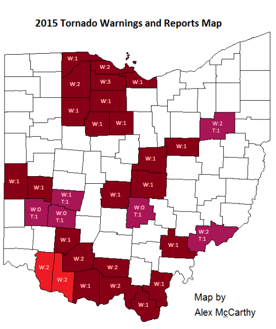 2015 Ohio Tornado Warnings and Reports Map 719update